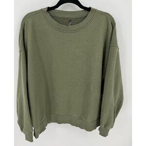 Calvin Klein Olive Green Crewneck CK Logo Ribbed Cuffs Sweatshirt